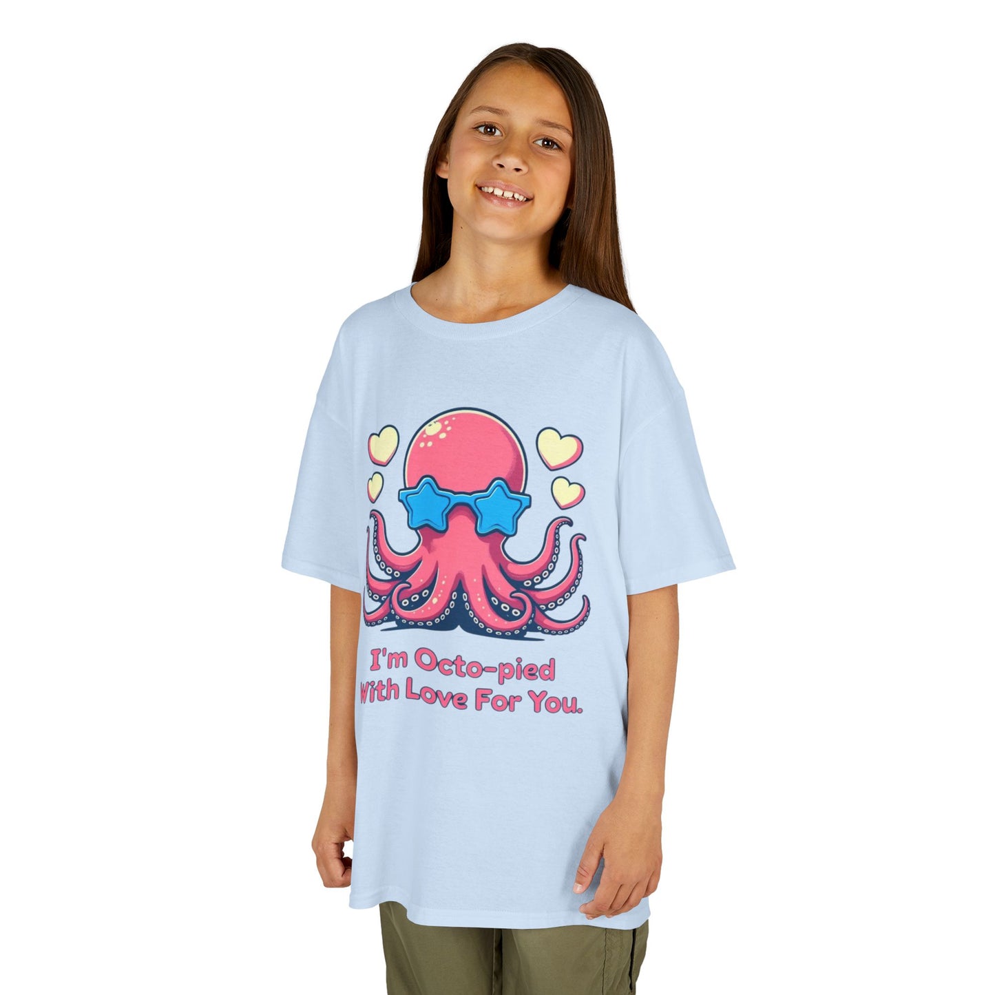 Kids Tee - Cartoon Octopus Juggling Hearts