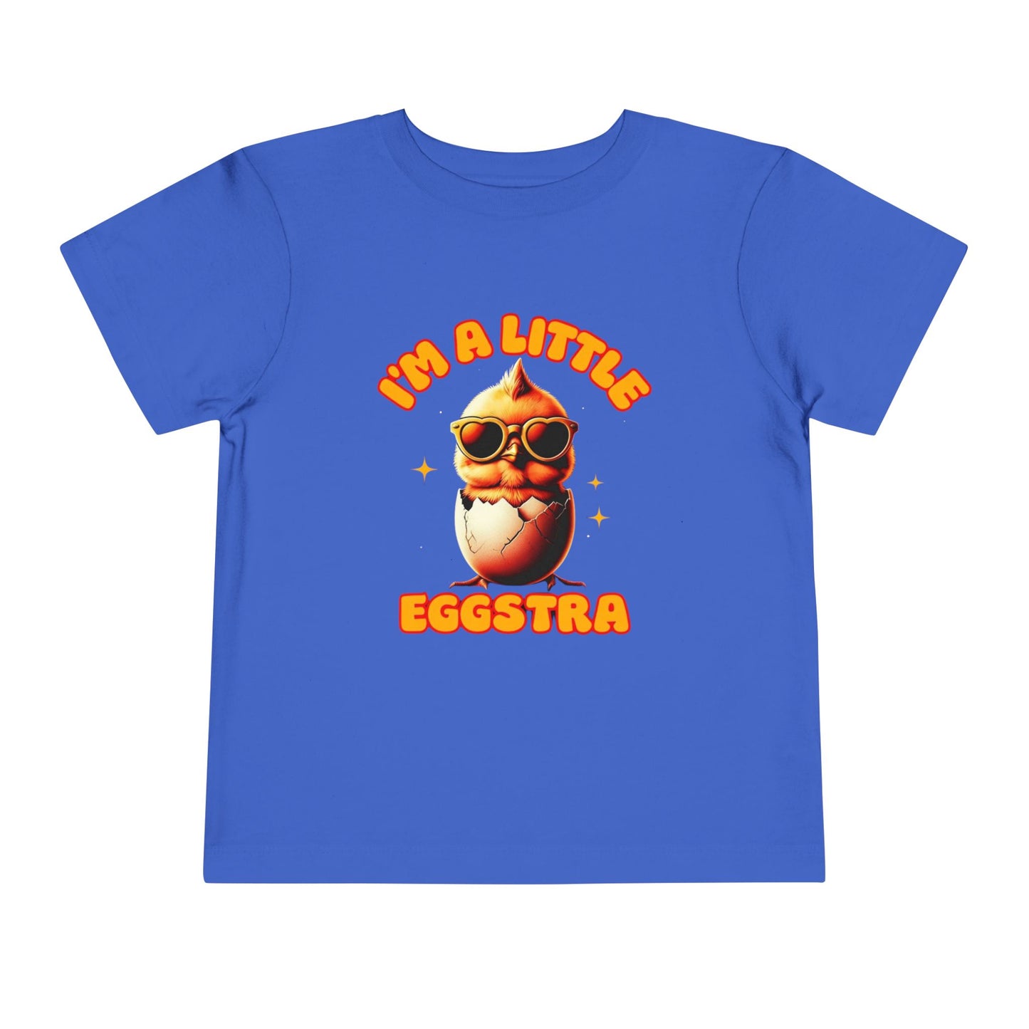 Toddler Tee: Playful Cartoon Chick in Heart Shaped Glasses with Eggs