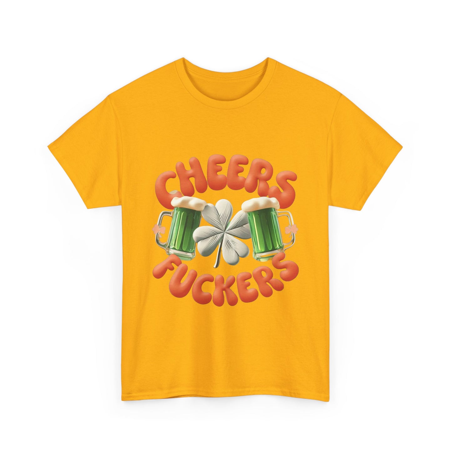 Graphic Tee - Beer Filled Glasses with Shamrock - Cheers F**kers