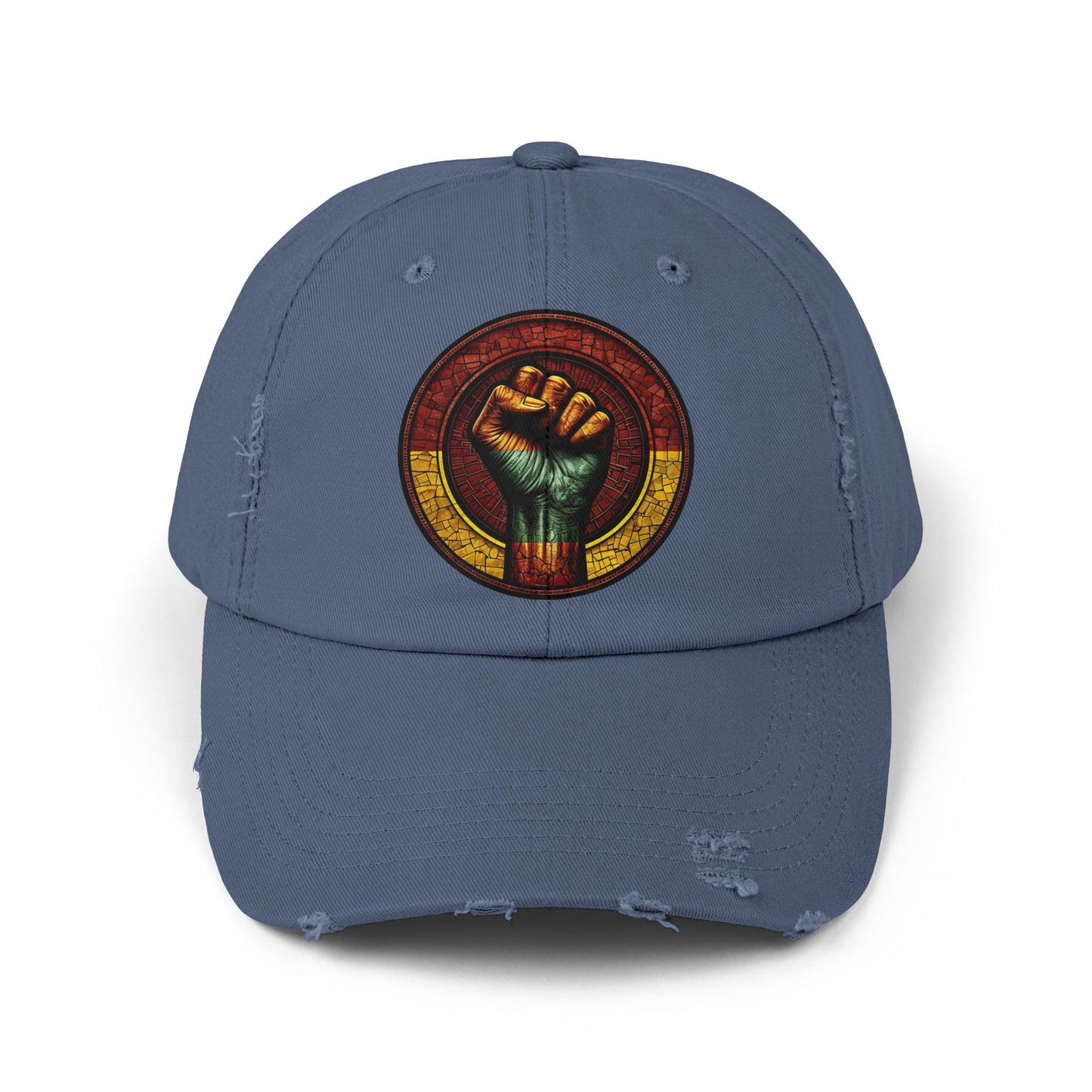 Distressed Cap with Black Power Fist