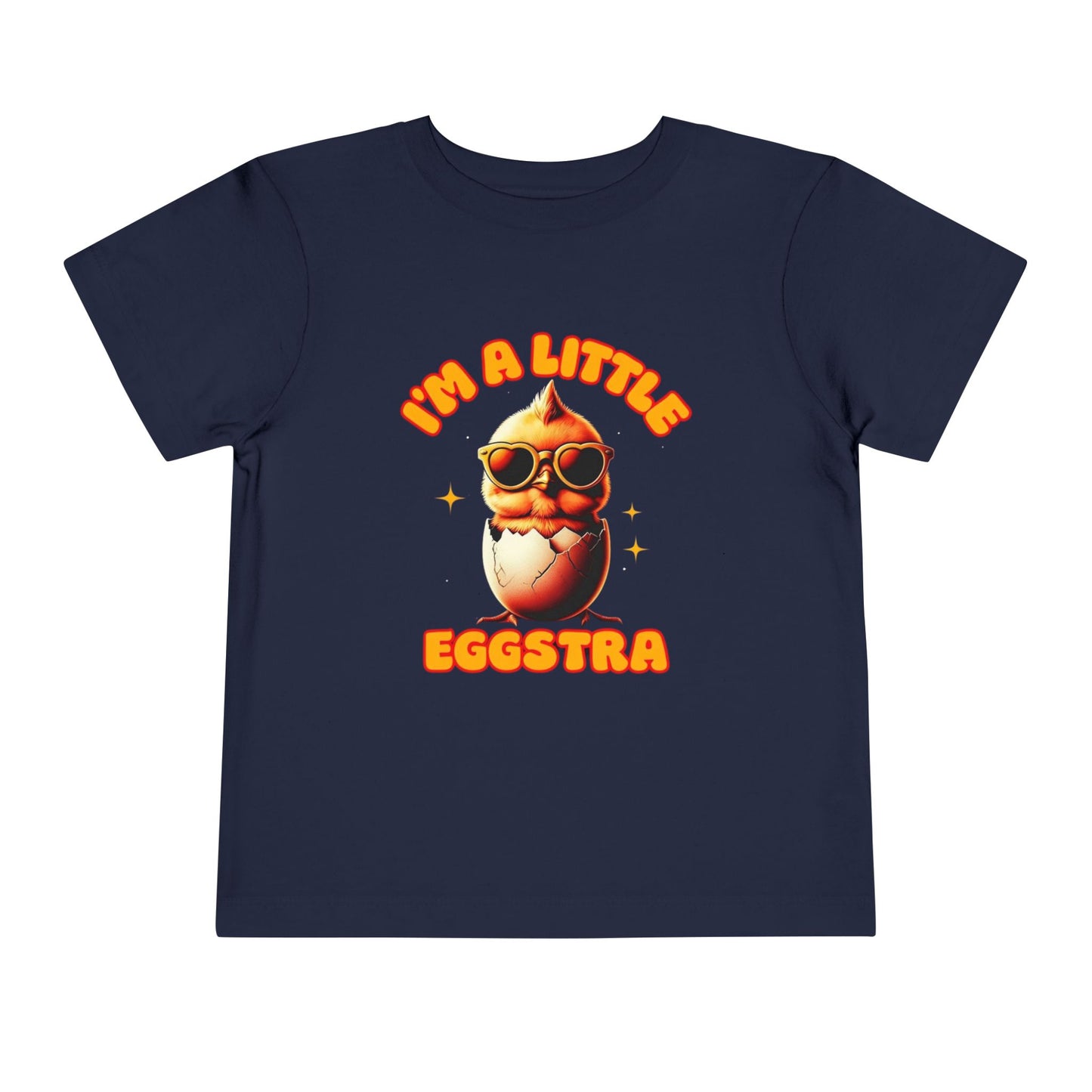 Toddler Tee: Playful Cartoon Chick in Heart Shaped Glasses with Eggs