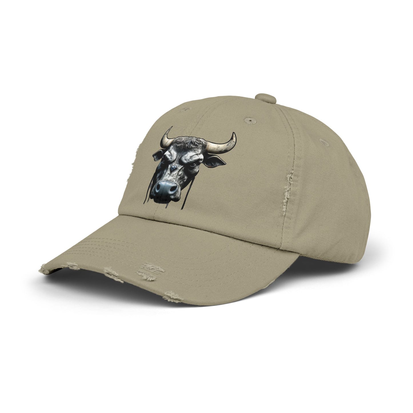 Futuristic Bull Face - Unisex Distressed Cap