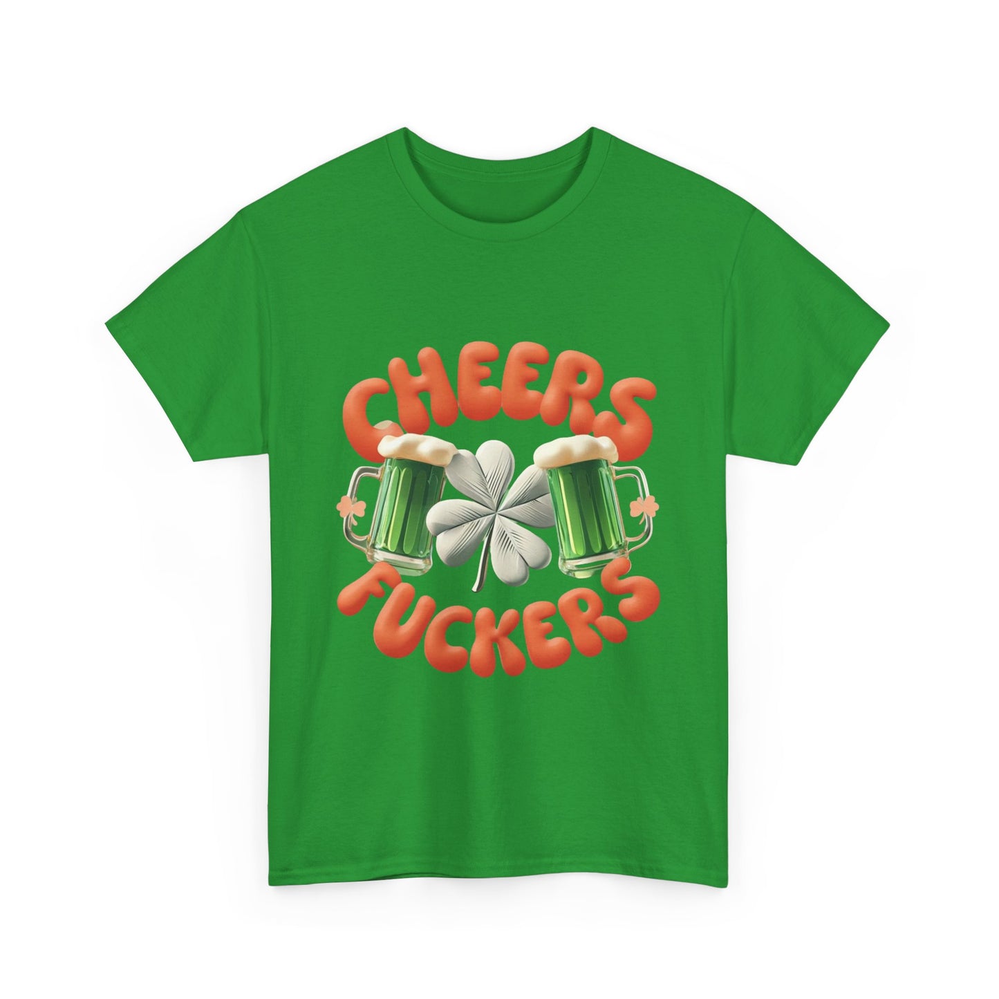 Graphic Tee - Beer Filled Glasses with Shamrock - Cheers F**kers