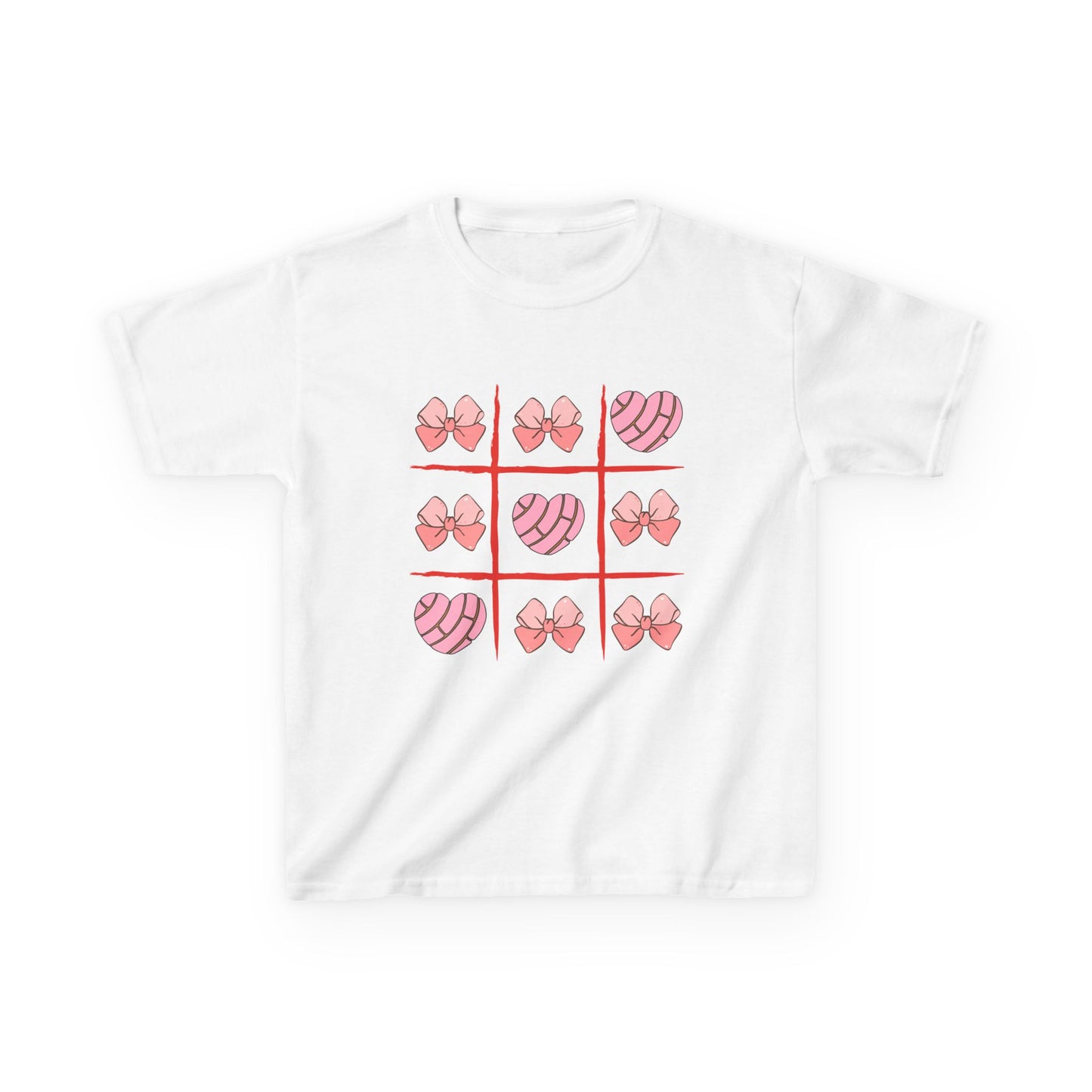 Adorable Tic-Tac-Toe Girls' T-Shirt – Hearts & Bows Design