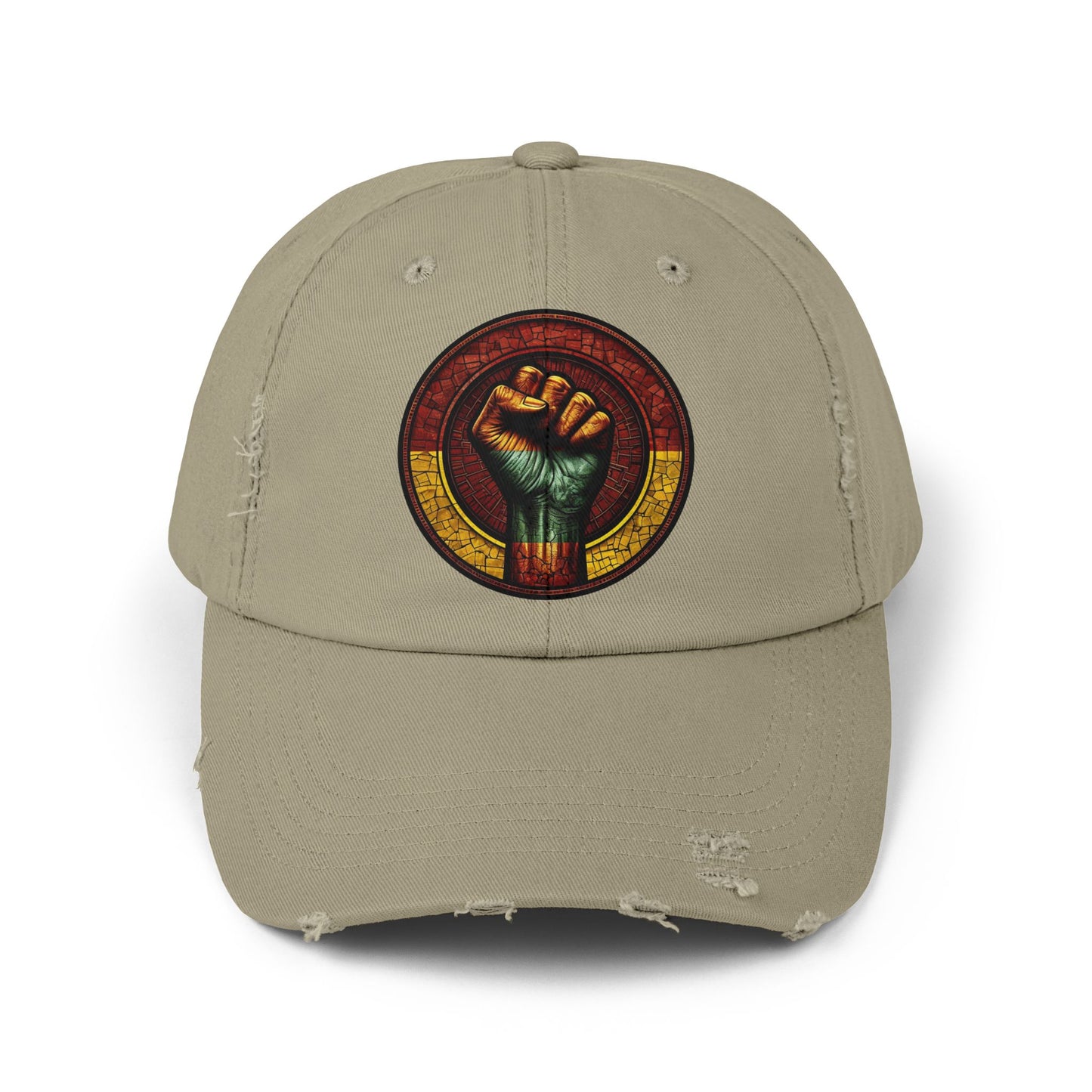 Distressed Cap with Black Power Fist