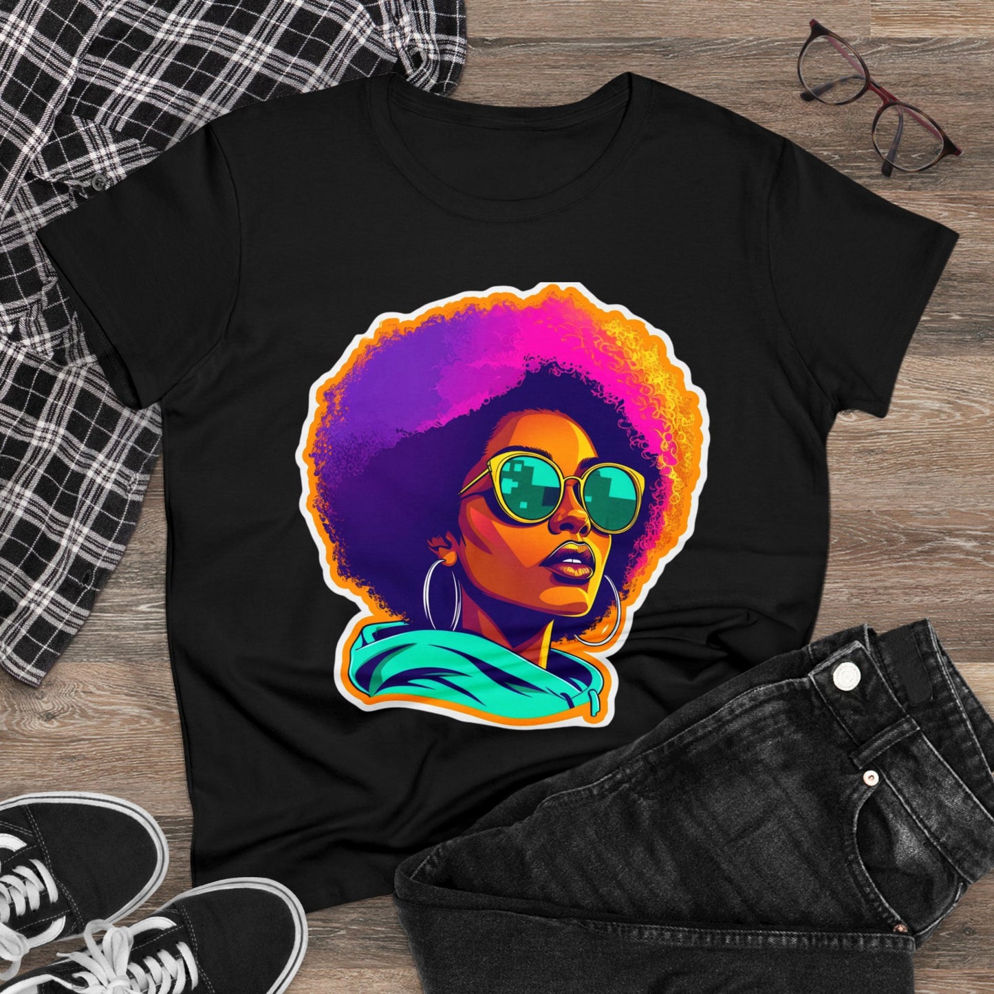 Vibrant Afro Queen Gradient T-Shirt