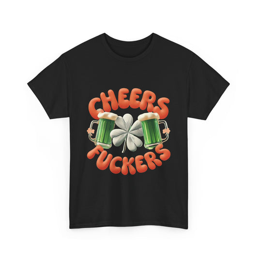 Graphic Tee - Beer Filled Glasses with Shamrock - Cheers F**kers