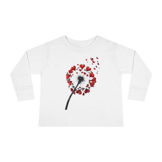 Toddler Long Sleeve Tee - Heart Dandelion T-Shirt for Kids