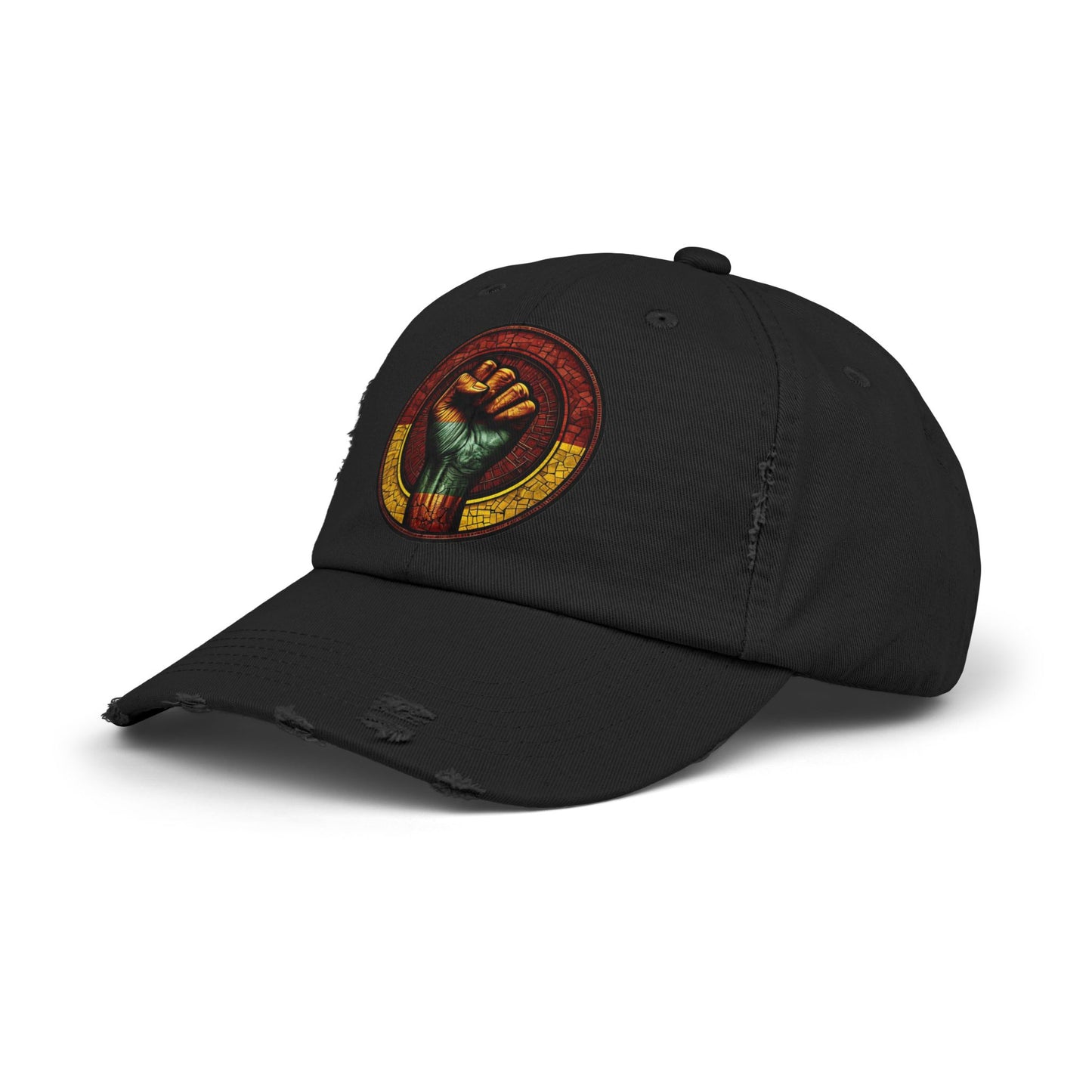 Distressed Cap with Black Power Fist