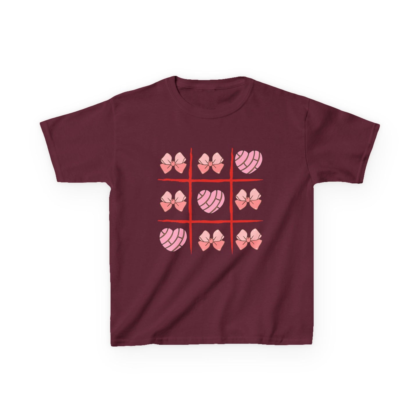 Adorable Tic-Tac-Toe Girls' T-Shirt – Hearts & Bows Design