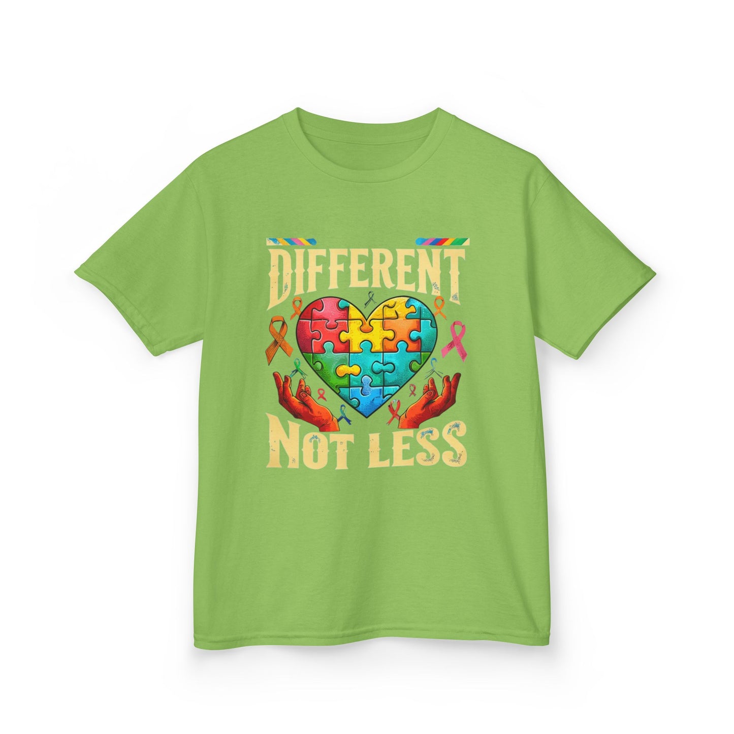 Autism Awareness -'Different Not Less' Puzzle Heart T-shirt