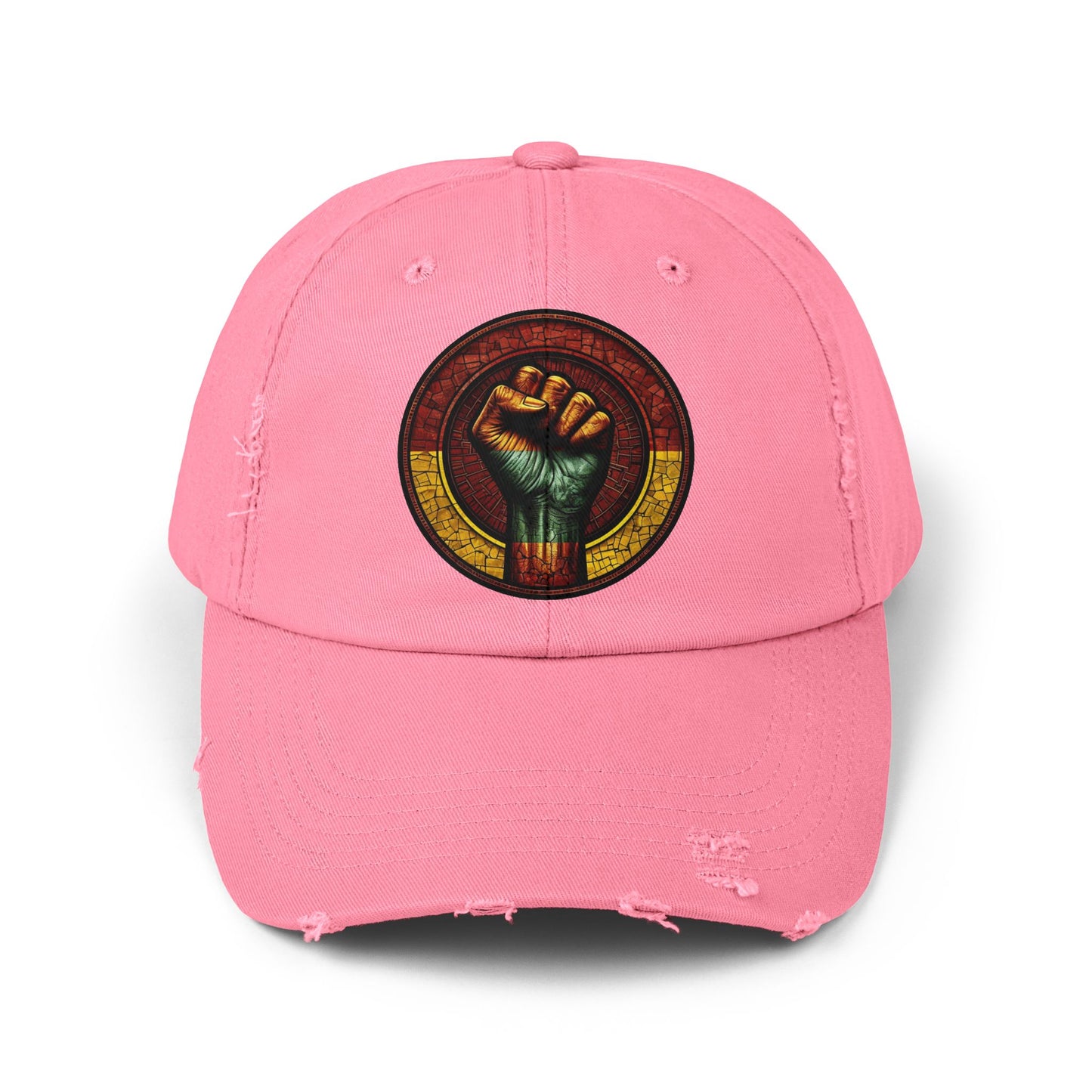 Distressed Cap with Black Power Fist