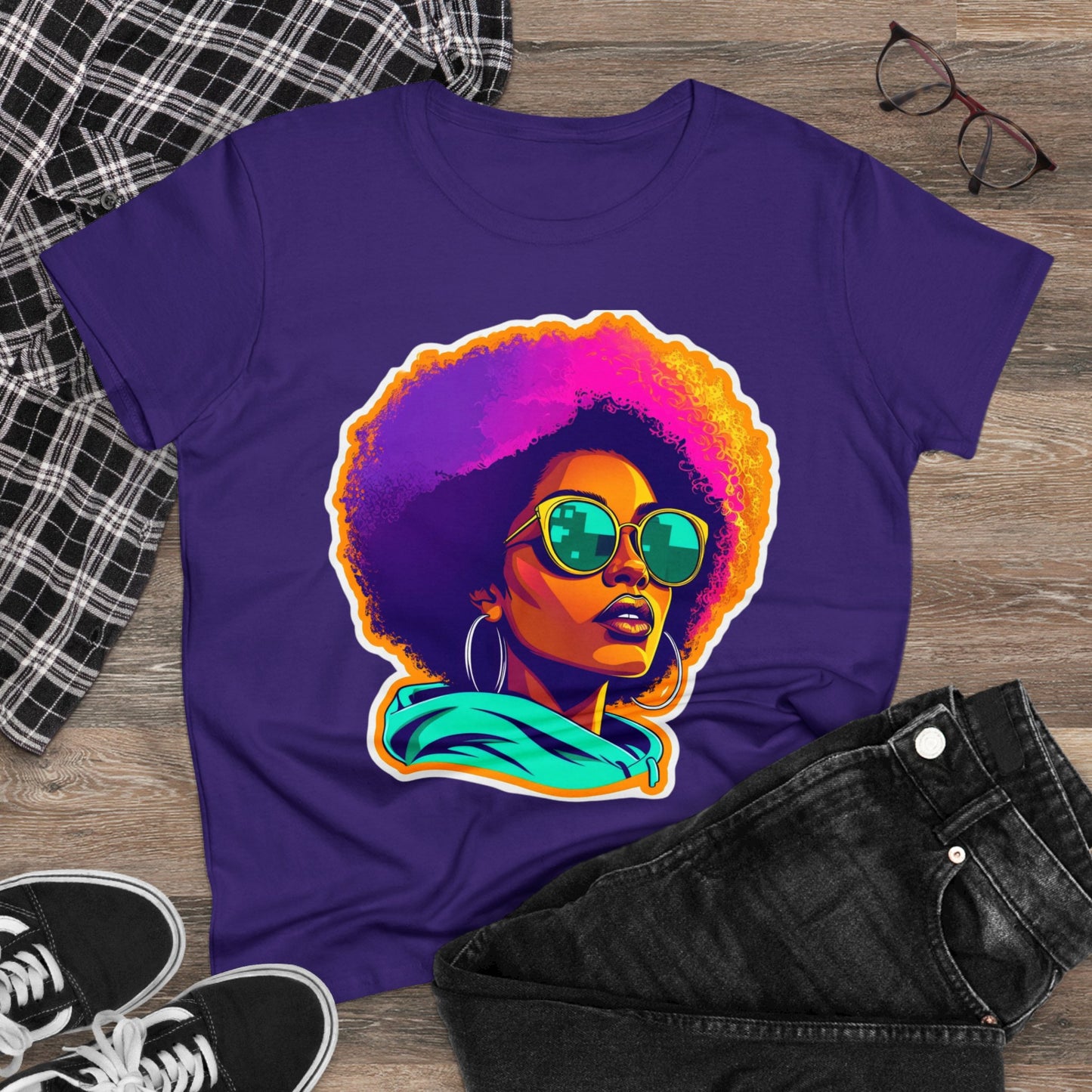 Vibrant Afro Queen Gradient T-Shirt