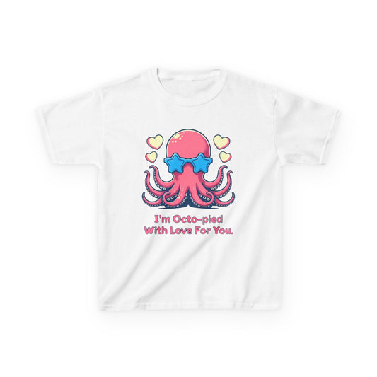 Kids Tee - Cartoon Octopus Juggling Hearts