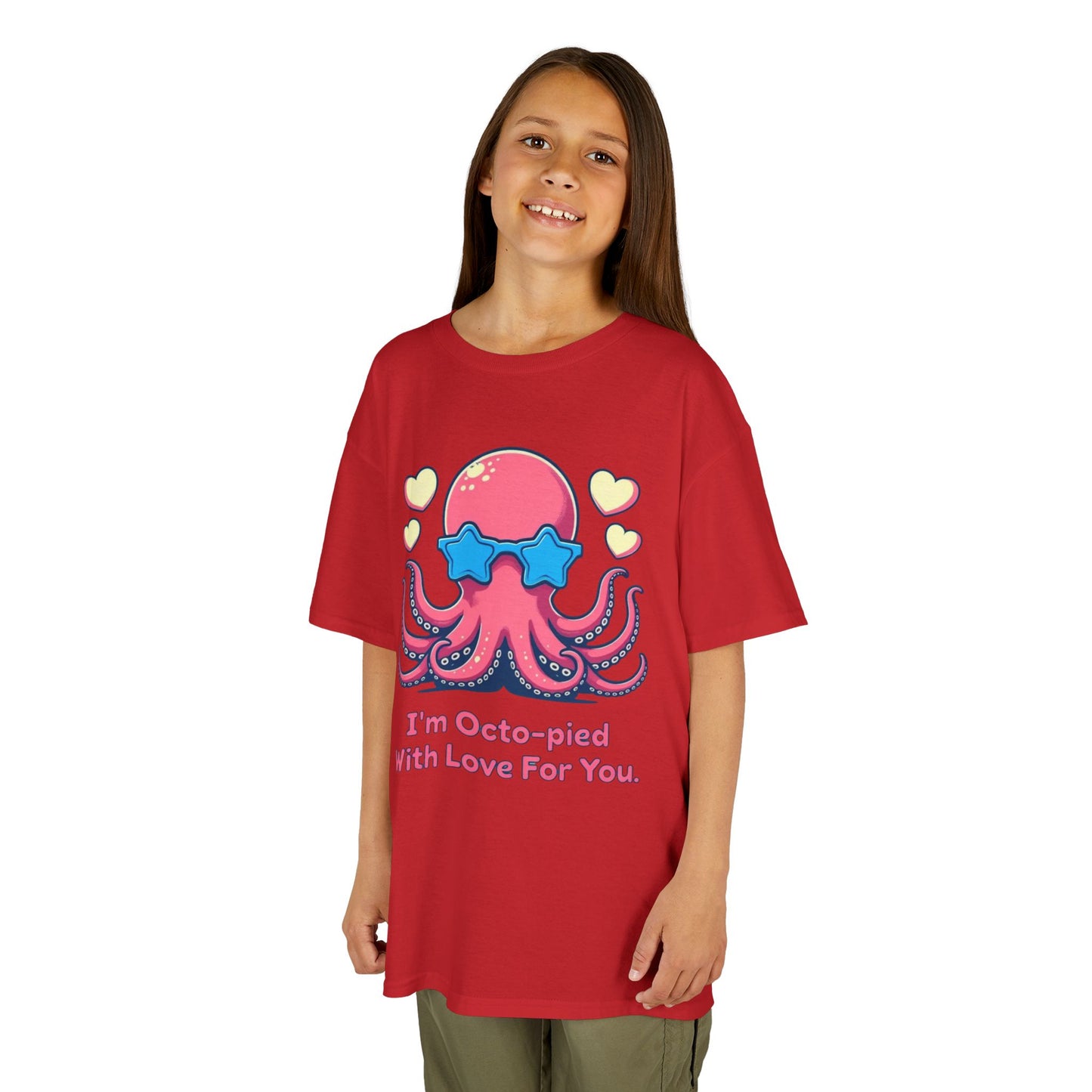 Kids Tee - Cartoon Octopus Juggling Hearts