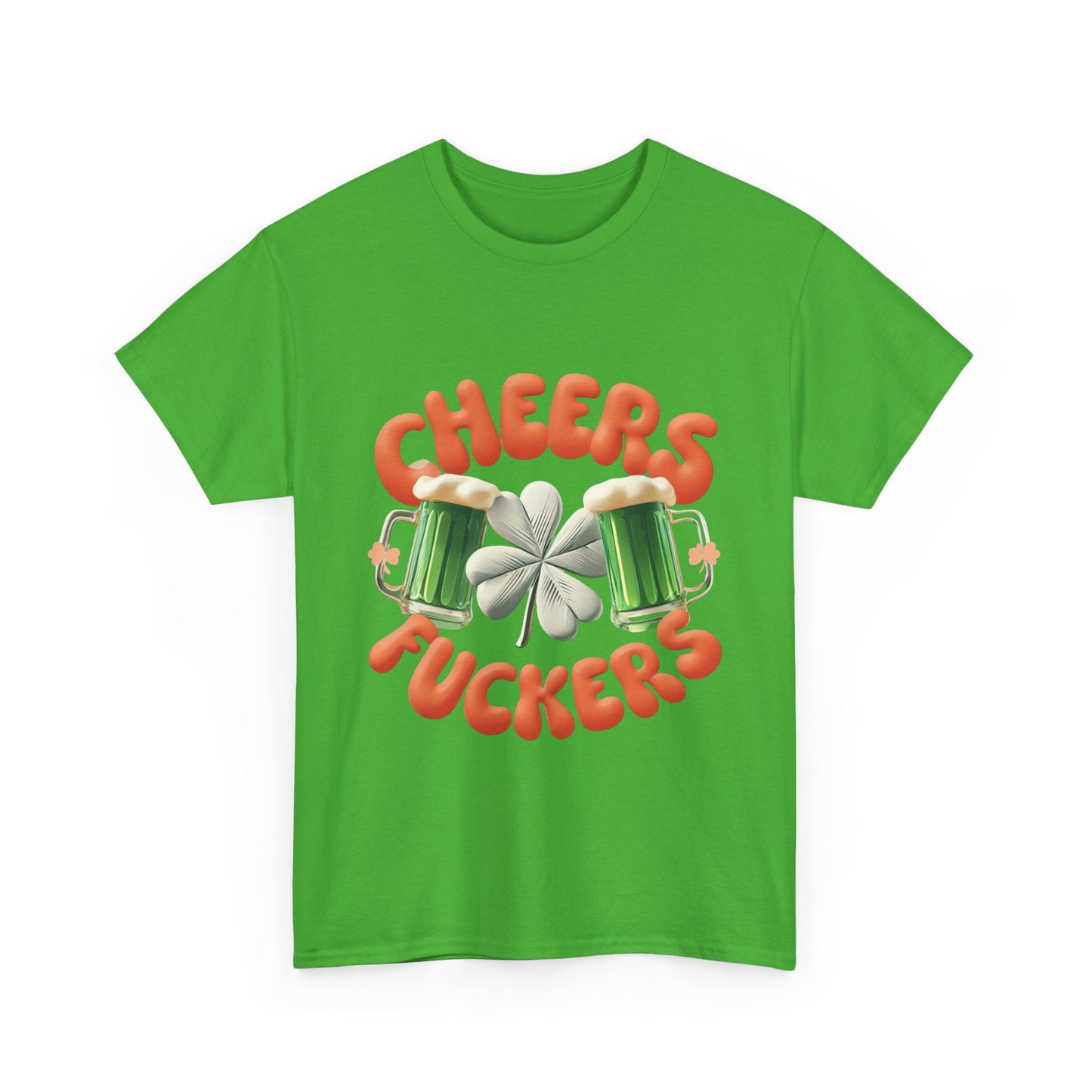 Graphic Tee - Beer Filled Glasses with Shamrock - Cheers F**kers