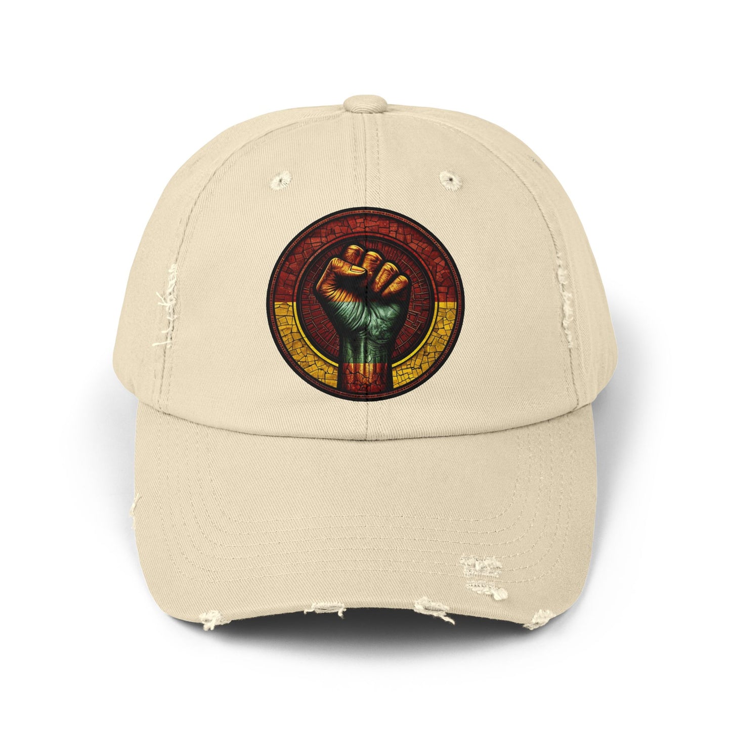 Distressed Cap with Black Power Fist