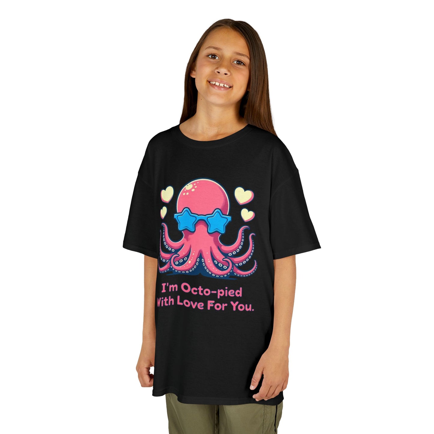 Kids Tee - Cartoon Octopus Juggling Hearts