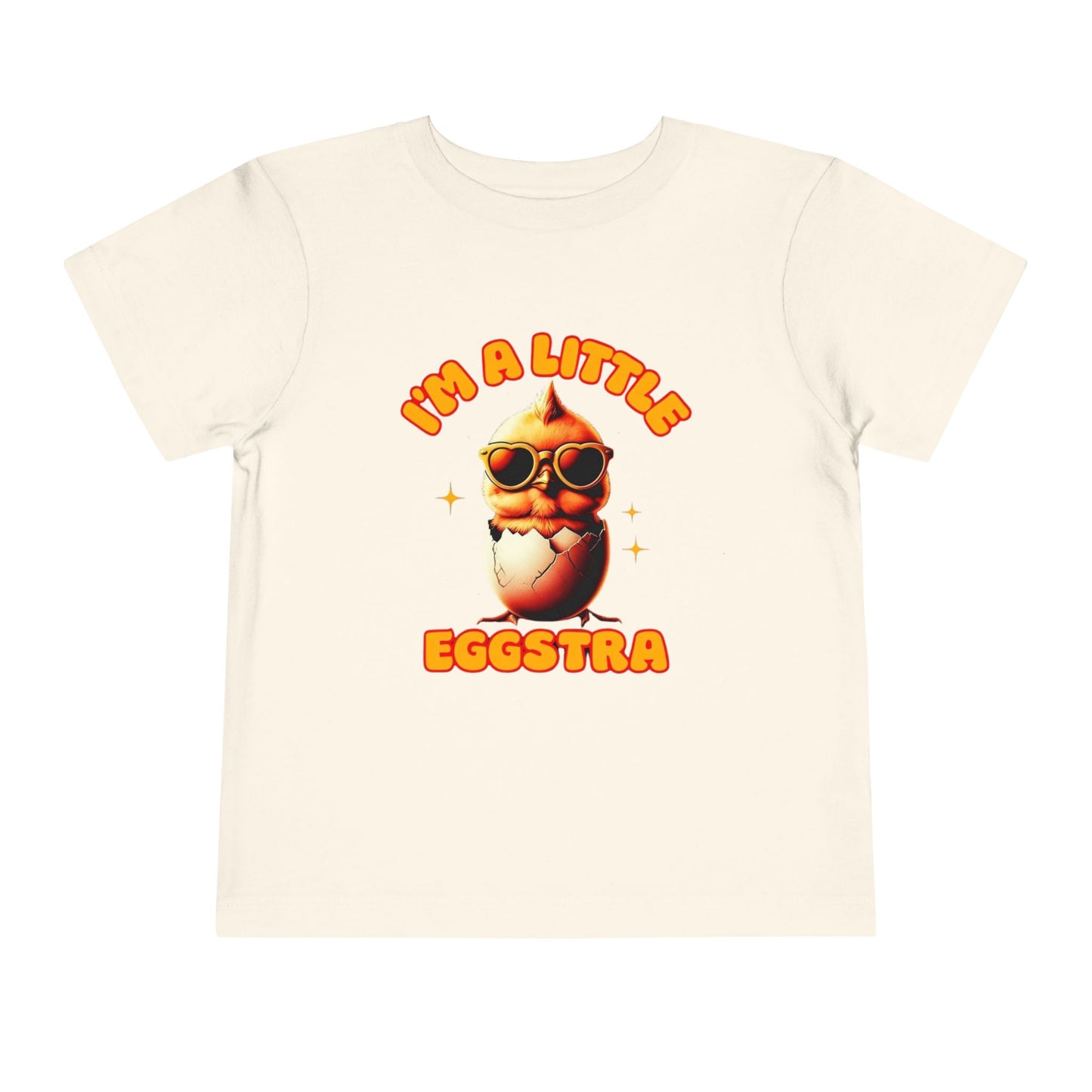 Toddler Tee: Playful Cartoon Chick in Heart Shaped Glasses with Eggs