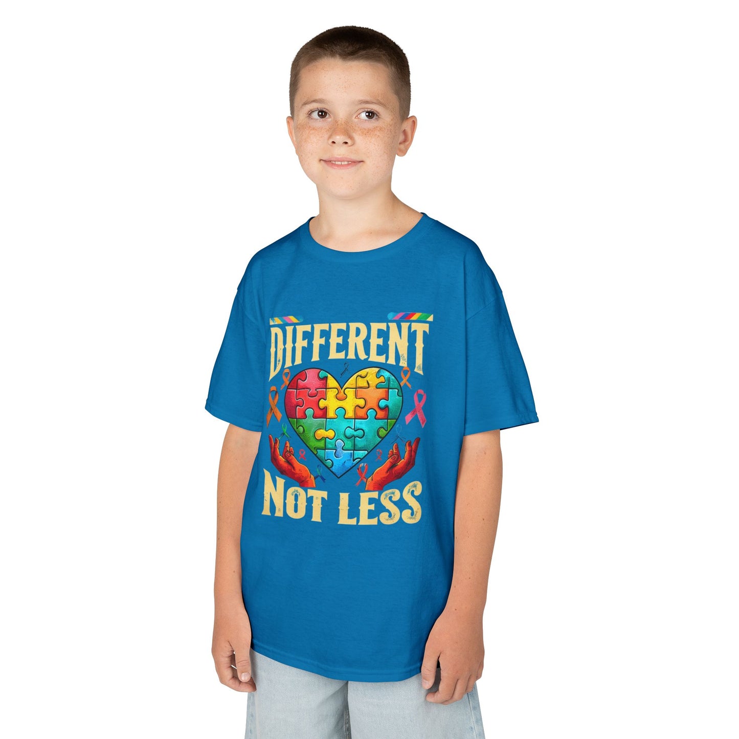 Autism Awareness -'Different Not Less' Puzzle Heart T-shirt