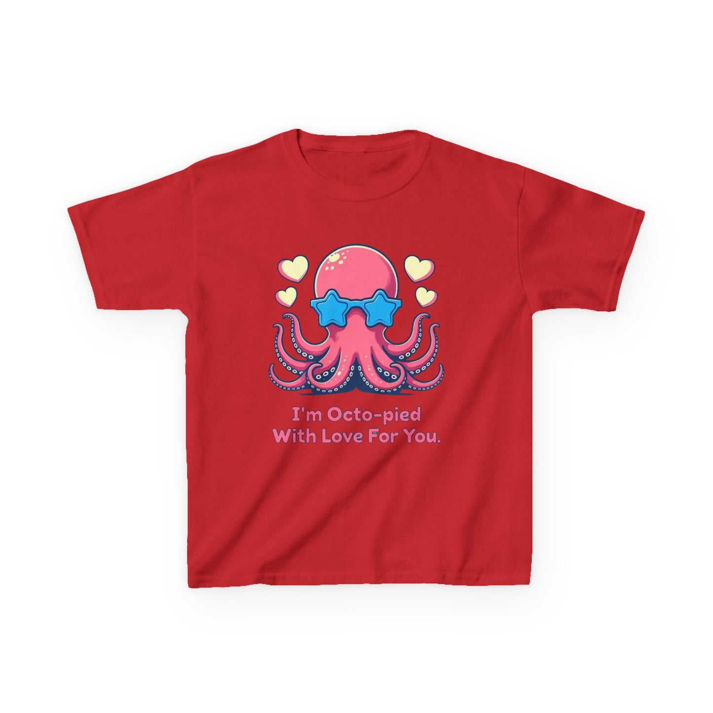 Kids Tee - Cartoon Octopus Juggling Hearts