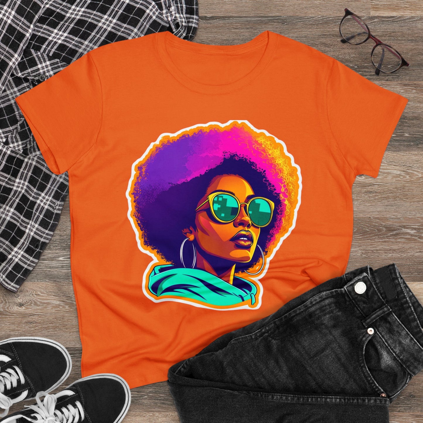 Vibrant Afro Queen Gradient T-Shirt