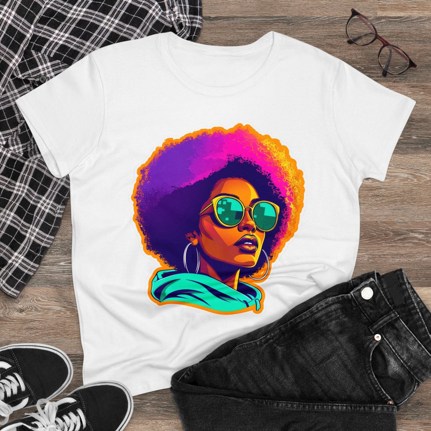 Vibrant Afro Queen Gradient T-Shirt