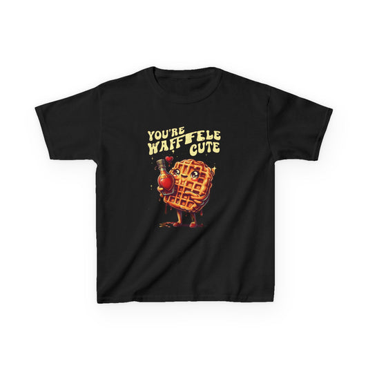 Kids Tee - Romantic Retro Waffle Holding Heart Syrup Design