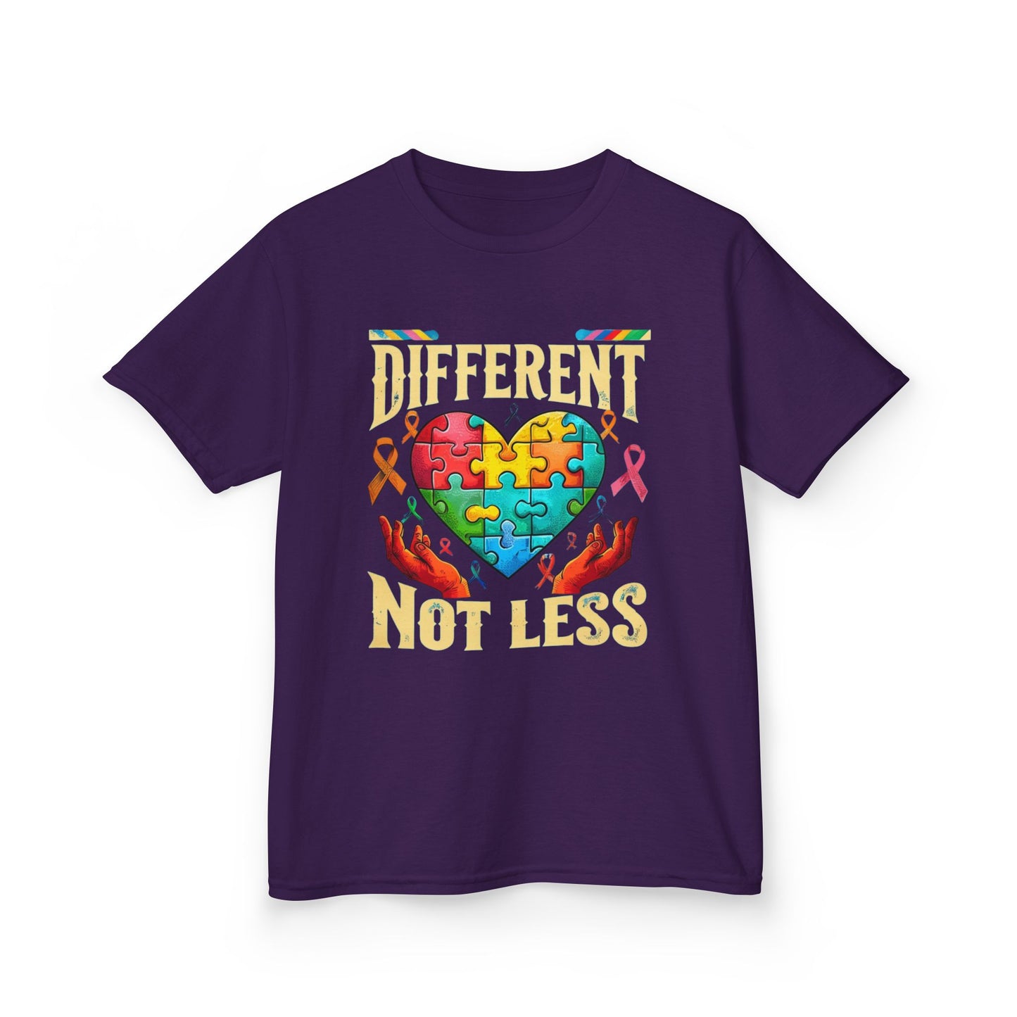 Autism Awareness -'Different Not Less' Puzzle Heart T-shirt