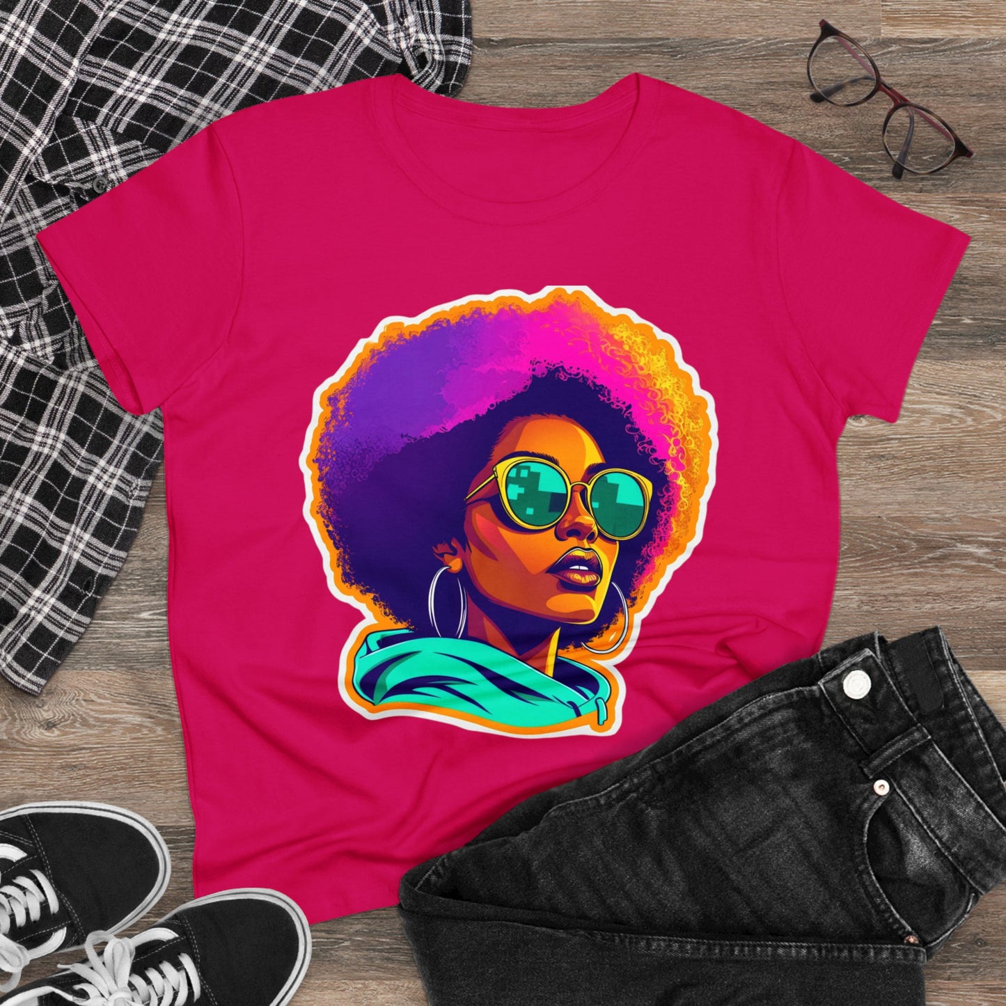 Vibrant Afro Queen Gradient T-Shirt