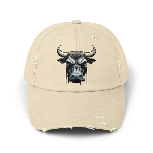 Futuristic Bull Face - Unisex Distressed Cap