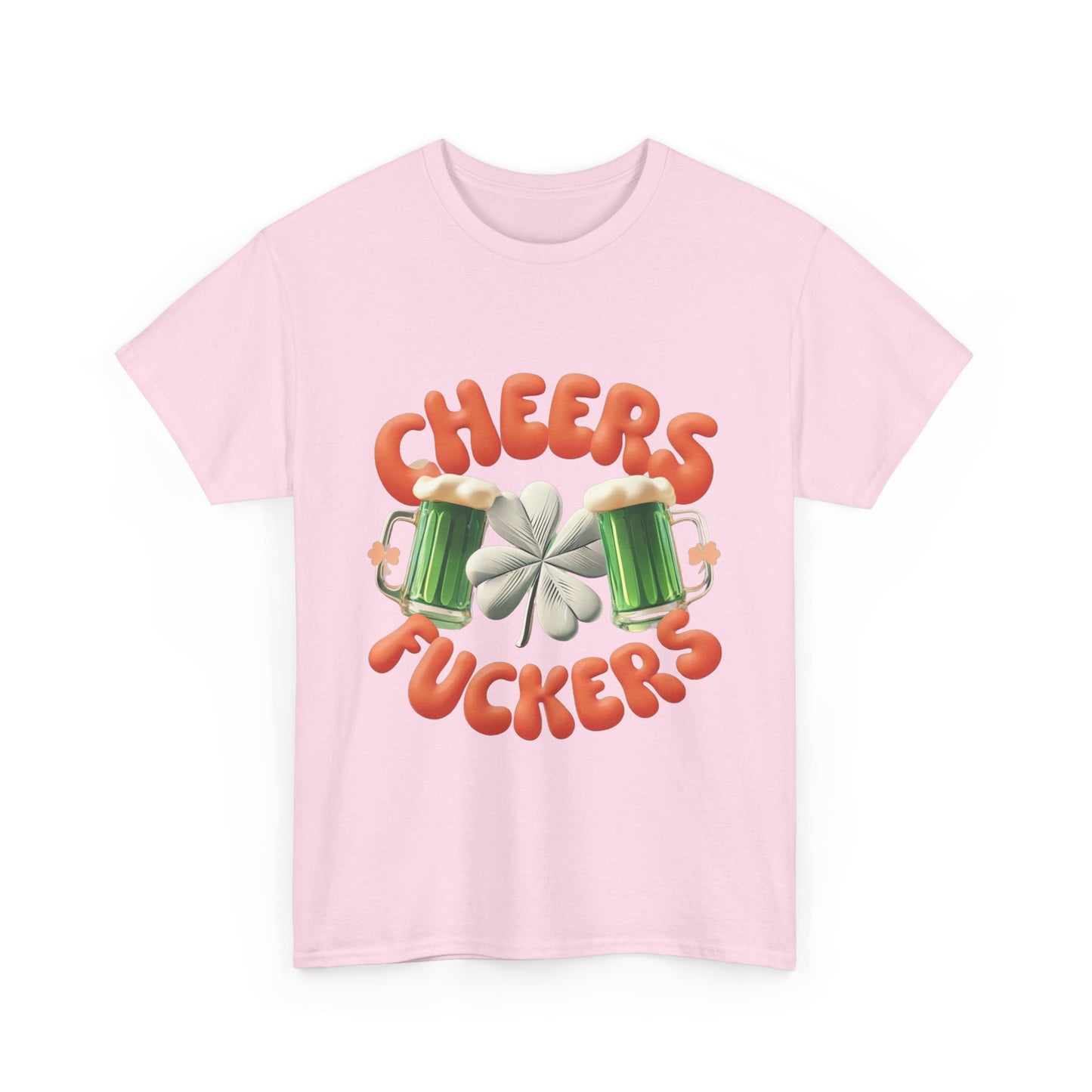 Graphic Tee - Beer Filled Glasses with Shamrock - Cheers F**kers