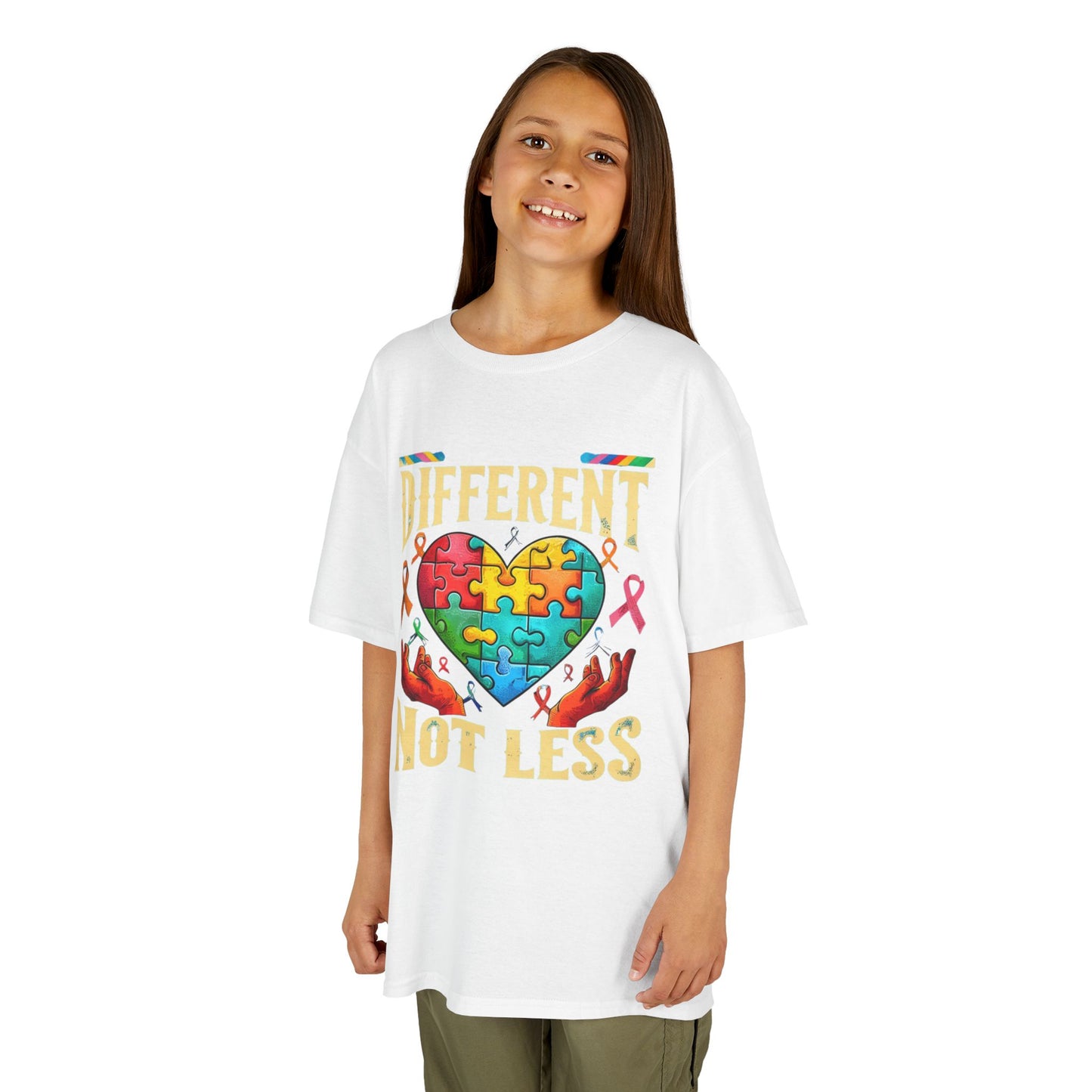 Autism Awareness -'Different Not Less' Puzzle Heart T-shirt