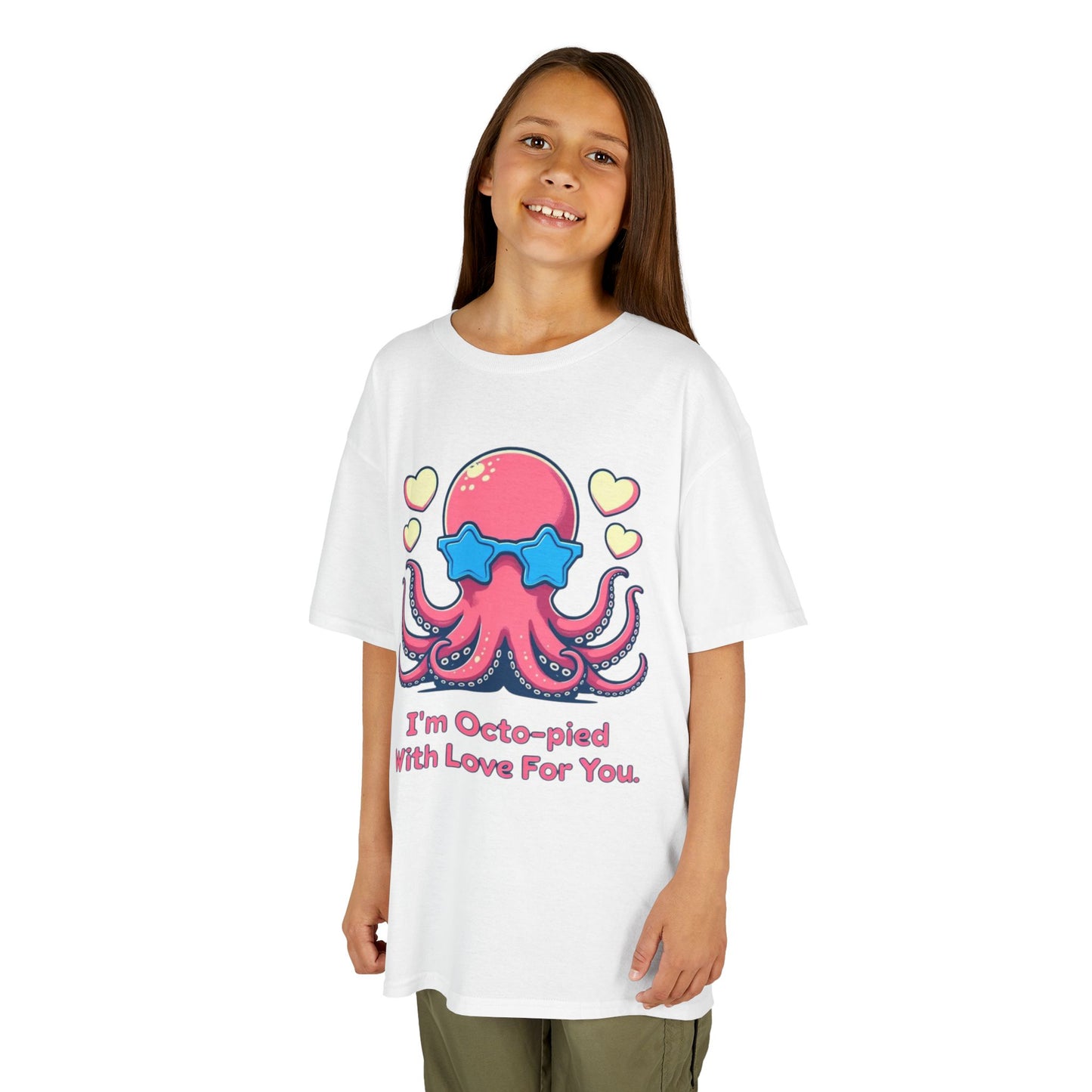 Kids Tee - Cartoon Octopus Juggling Hearts