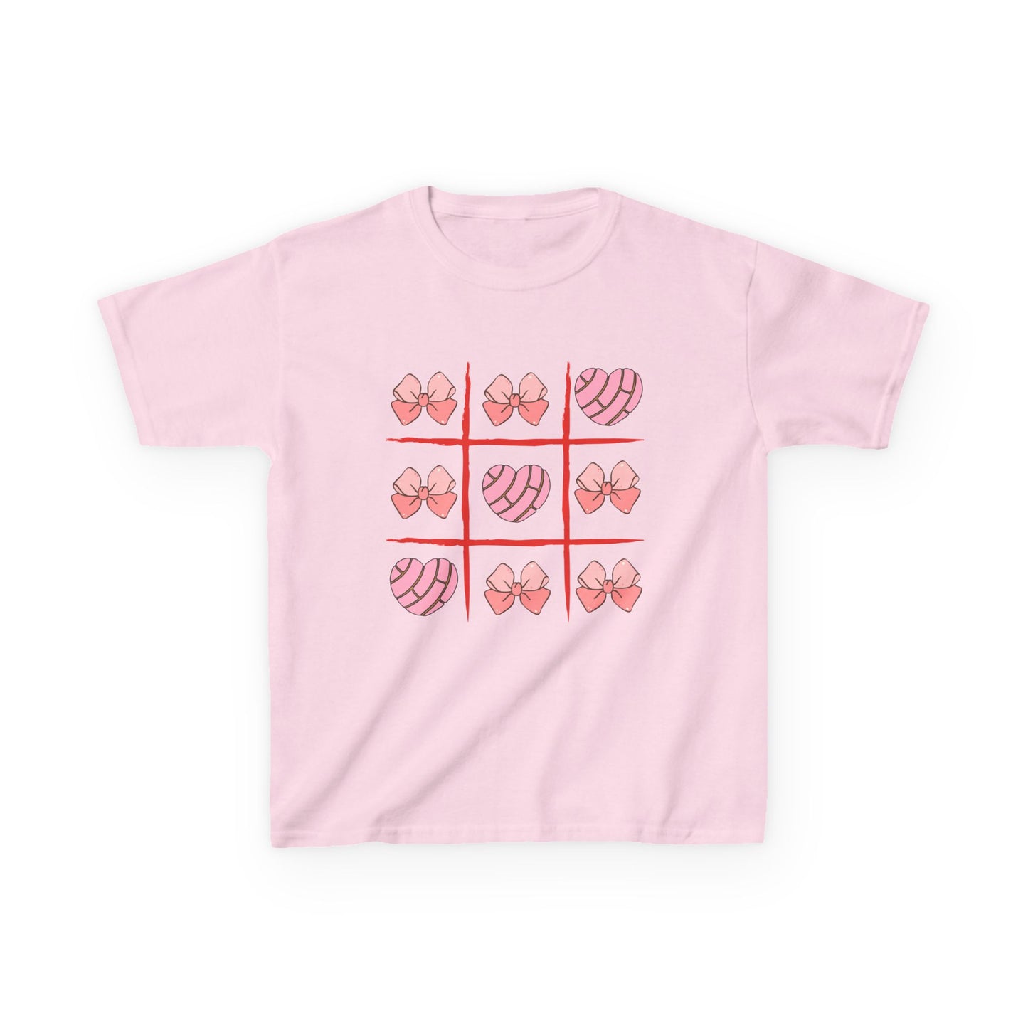 Adorable Tic-Tac-Toe Girls' T-Shirt – Hearts & Bows Design