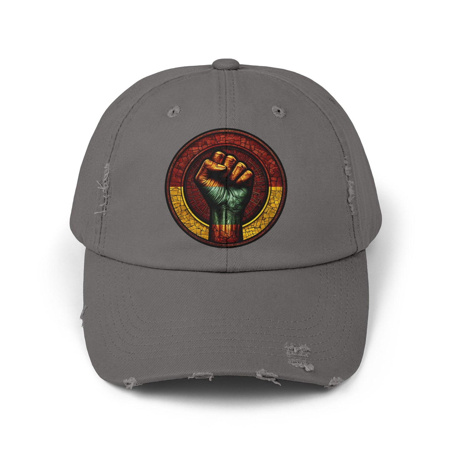 Distressed Cap with Black Power Fist