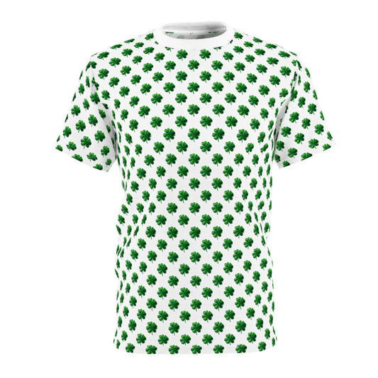 St. Patrick's Day Clover Unisex Cut & Sew Tee - Green Shamrock Print