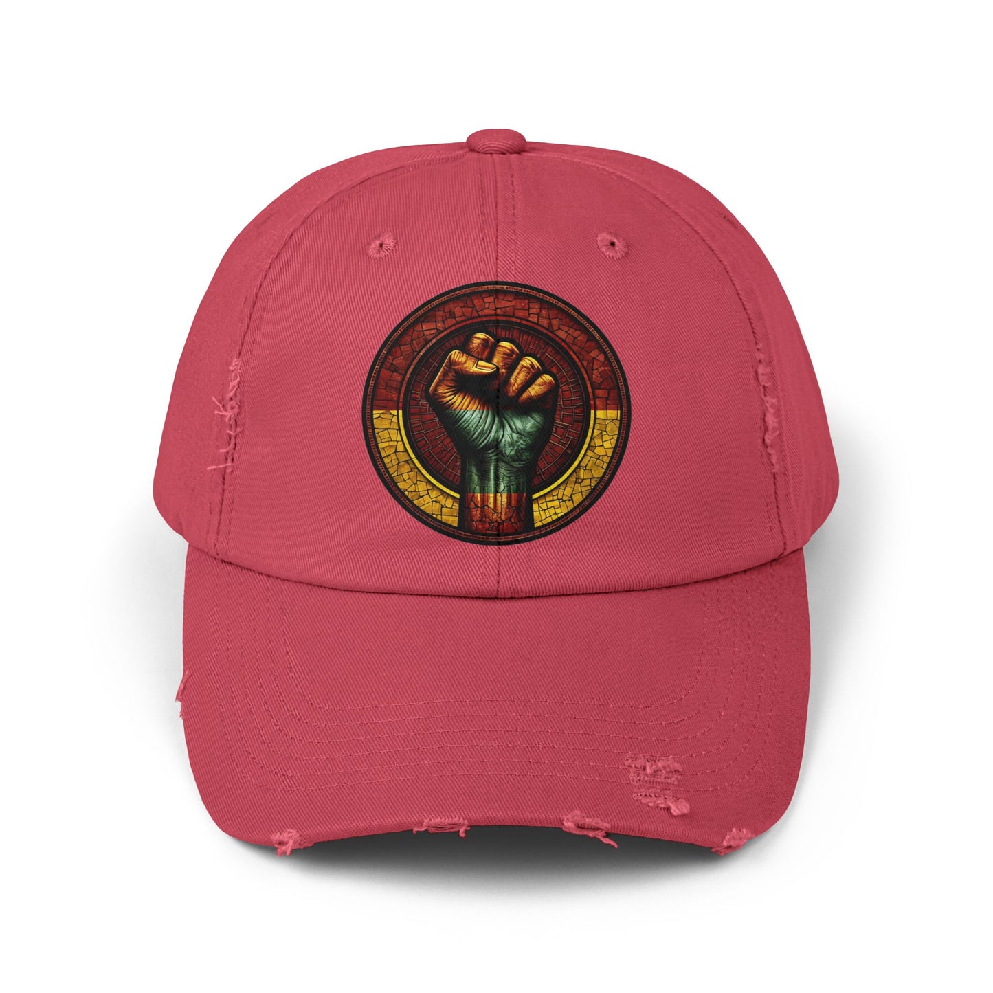 Distressed Cap with Black Power Fist