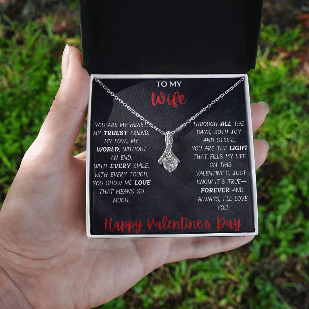 To My Wife: Elegant Necklace with Heartfelt Message Card